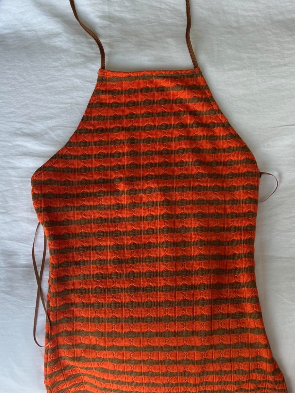 Zara orange and brown halter neck maxi dress - Picture 3 of 5